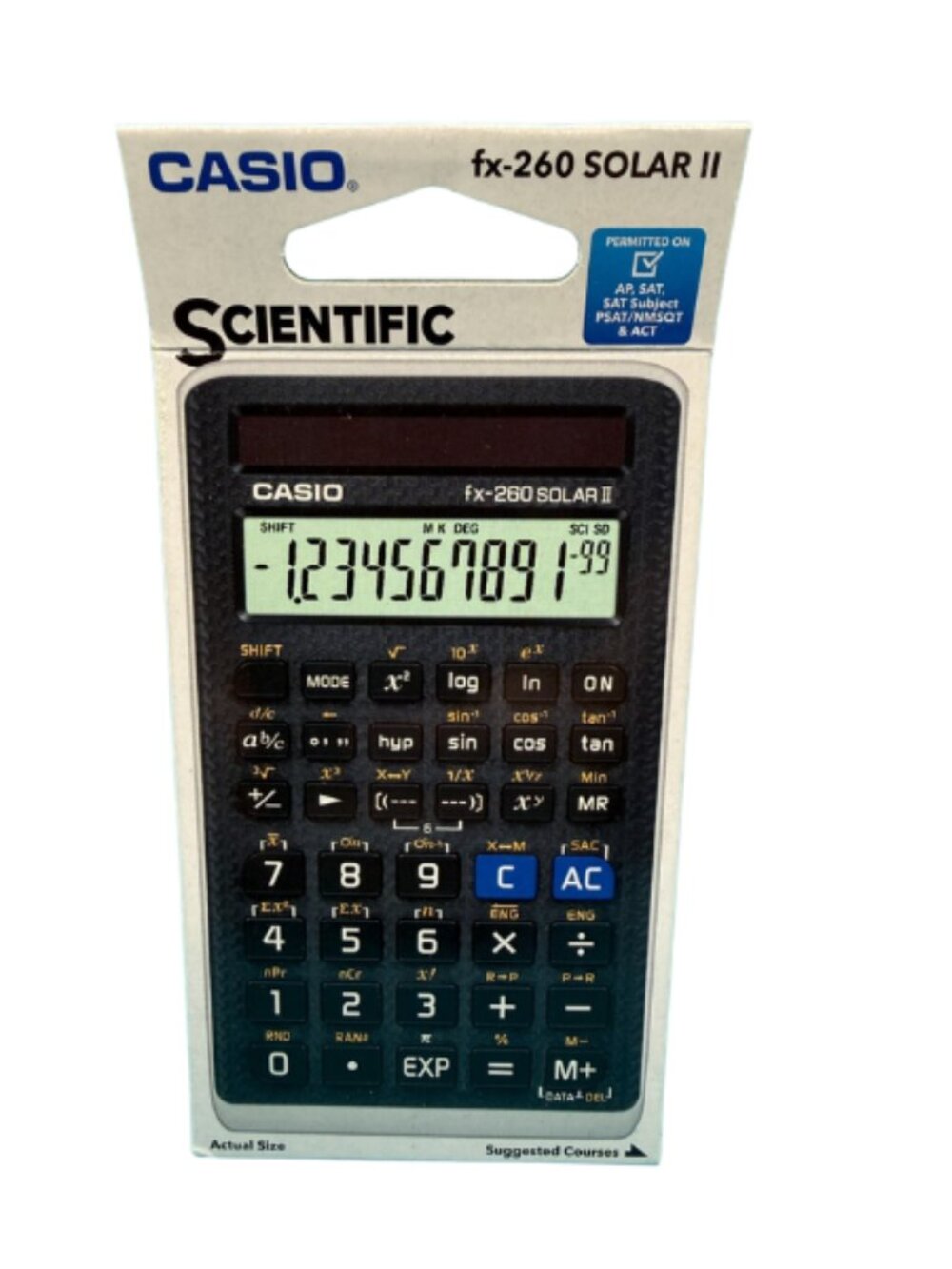 Casio FX-260 Solar II Scientific Calculator Black 10 Digit 144 Functions SAT ACT